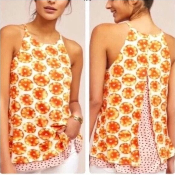 Anthropologie Porridge Women’s Orange Slice High Neck Tank Top Tunic Rare Viral - Picture 2 of 8